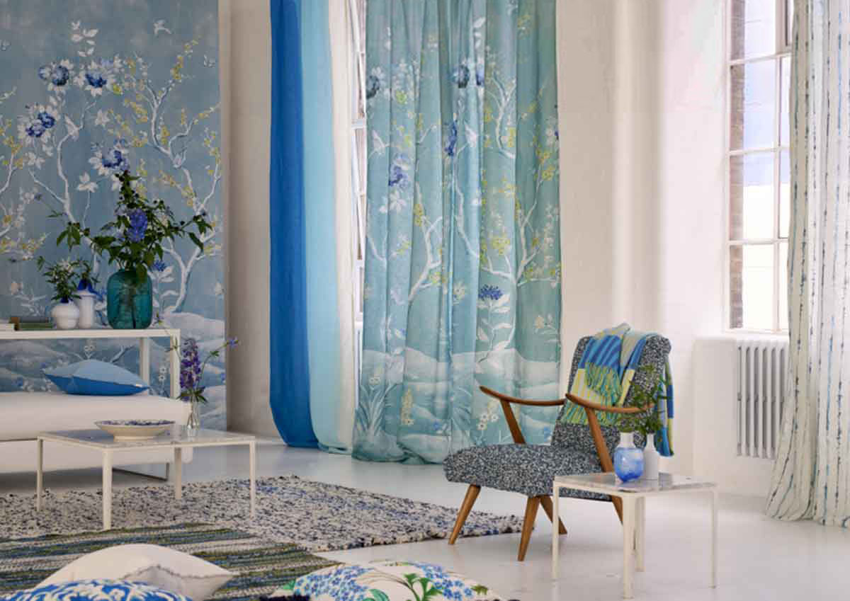 tende da interni fiorate del marchio Designers Guild